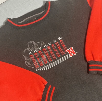 Logo 7 Nebraska Huskers Vintage 90s Sweatshirt Adult XL Black Red NCAA Football - Image 1 of 4