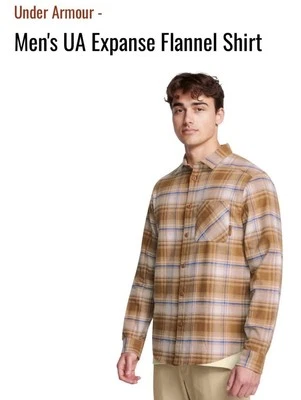 Under Armour Men’s UA Expanse Flannel Shirt Sz. 3XL NEW 1386999-263 Camel Tech - Image 1 of 2