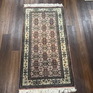 Vintage Rectangular Flower Floral Pattern Area Floor Rug w Tassels - Picture 1 of 19