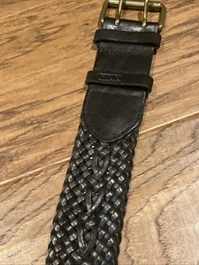 LAUREN RALPH LAUREN Damen GÜRTEL schwarz Leder geflochten Größe Medium - Bild 1 von 6