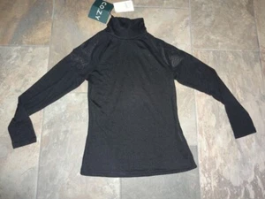 C.O.Z.Y Women Sweater/Top solid black S sheer shoulder long sleeve New - Picture 1 of 12