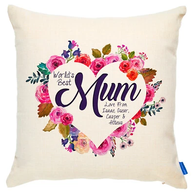 KRAFTYGIFTSUK Personalised Best Mum Cushion Cover Love Mother Mum Gift Birthday Pillow KC31