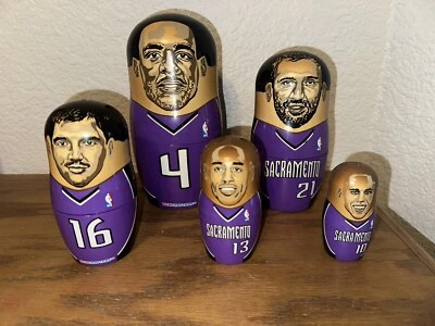 Muñecas de anidación Sacramento Kings Bobblehead NUEVO Bibby Divac Webber Peja Christie Foto 1 de 3