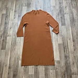 Sisters Sweater Dress Size Large Brown Mockneck Knit 3/4 Sleeve - Picture 1 of 7