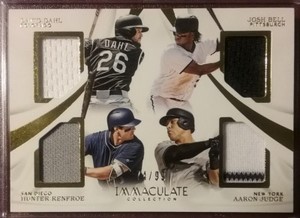 2017 Immaculate DAHL, BELL, RENFROE, AARON JUDGE Rookie Quad Relics /99 