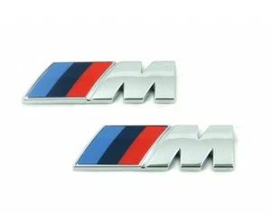 2x BMW M Sport Emblem Chrome Silver Sticker Side Wing Fender Badge 45x15mm - Picture 1 of 4