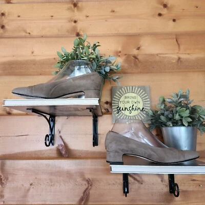 Delman Vintage Suede Leather Lpw Block Heels Twill Almond Cap Toe Shoes Size 7 M - Image 1 of 4