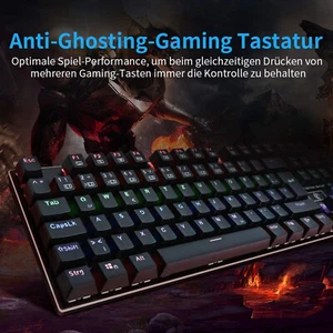 USB Hochwertiges 105 Tasten Mechanische Gamer Tastatur Multicolor 9 LED Backlit - Bild 1 von 8