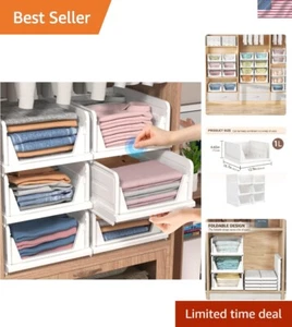Stylish 6-Pack Stackable Closet Organizers - Multi-Functional Storage Bins - Picture 1 of 9