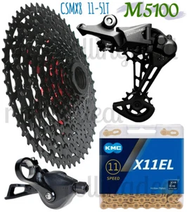 Shimano Deore M5100 Groupset Group w/ MX8 11-51T cassette & KMC X11EL Gold 118L - Picture 1 of 1