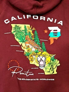 Primitive Men's 2XL Cailfornia The Golden State Long Sleeve Hoodie Burgundy  - Picture 1 of 8