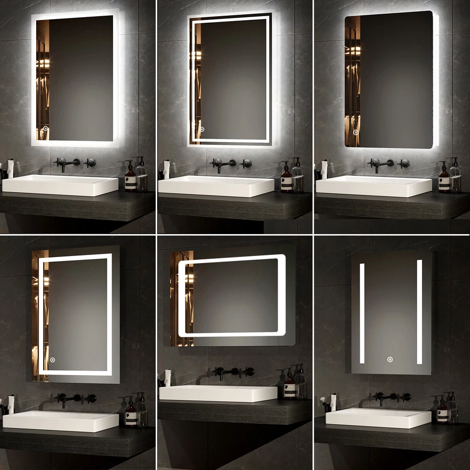 EMKE LED Bathroom Mirror With Shaver Socket Lights Illuminated Anti-fog Demister