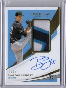 BRAXTON GARRETT - MARLINS - 2021 IMMACULATE - ROOKIE PATCH AUTO #'d 18/99 SWEET! - Picture 1 of 2