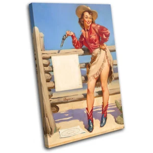 Vintage Girl Retro Pin-ups SINGLE CANVAS WALL ART Picture Print VA - Picture 1 of 1