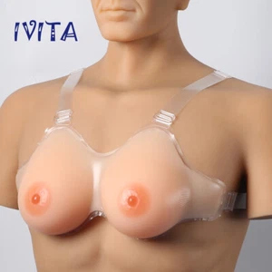 IVITA Silicone Breast Forms C Cup Transgender Waterdrop Straps Boobs Enhancers - Picture 1 of 7