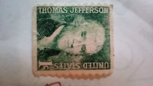 green United States Thomas Jefferson one cent stamps two of them - Picture 1 of 4