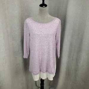 Chicos Zenergy Top Womens Large Purple White Striped Lined Chico 2 Layered - Picture 1 of 10