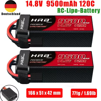 2Stück HRB 14,8V 9500mAh 4S 120C Traxxas Lipo Akku für RC XRT X-Maxx UDR Maxx V2 - Bild 1 von 4
