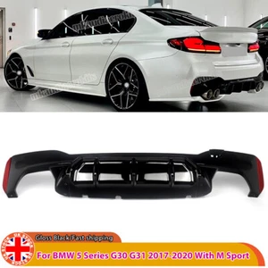 Fits BMW 5 Series G30 G31 Competition Look Rear Bumper Diffuser Gloss Black - Picture 1 of 12