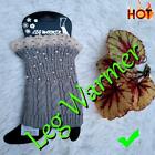 Women Winter Leg Warmers Gray Knit Ladies Knitted Boot Socks Leggings Crochet 