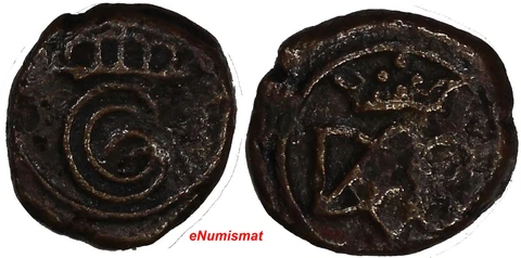 India-Danish,Tranquebar  Christian VI (1730-1746 ) Copper Cash 0,96 g.KM# 132(9) Cover