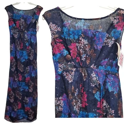 NWT Tiffany Rose Maternity Maxi Dress size 0  Colorful Floral Lace Sequin V back - Image 1 of 4