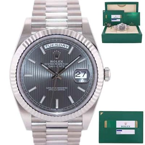 MINT 2019 PAPERS Rolex Day Date 40 White Gold President Grey Tapestry 228239 - Picture 1 of 9