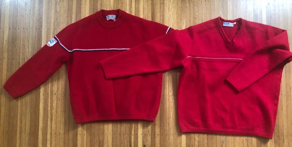 Boy's Medium - Large Vintage Austria Red Ski Wool Sweaters - Image 1 of 4