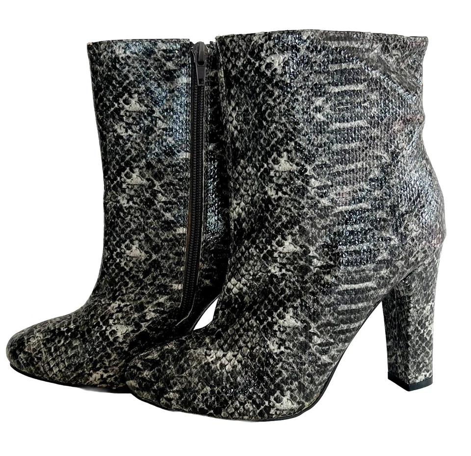 Very Volatile 6.5 Faux-Snake Skin Heel Boots Side Zip Women's Footwear HW1 - Image 1 of 4