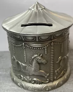Carousel MERRY GO ROUND Money Box - Pewter coated Vintage Collectable - Picture 1 of 8
