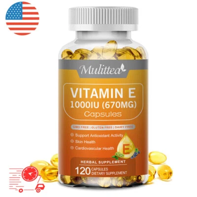 Vitamin E 1000 Iu 670mg Capsules - Supports Skin, Hair, Immune and Eye Health - Image 1 of 4