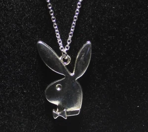 + Size Silver Playboy Pendent Charm Necklace with 20" Chain Sexy Anklet Gift - Picture 1 of 2