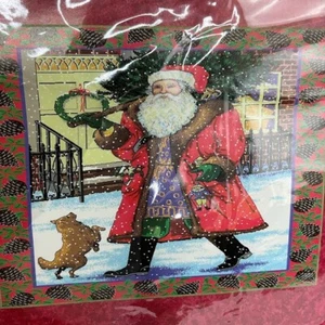 CHATHAM Christmas Blanket Tapestry Throw 56X62” Vintage 90s Santa CMI RARE NEW - Picture 1 of 7