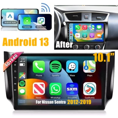 4+64GB para 2012-2019 Nissan Sentra Sylphy Android 13 Carplay rádio de carro GPS 10.1" - Imagem 1 de 4