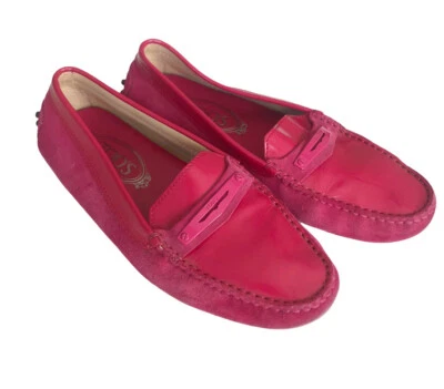 Mocasines de conducción Tods Gommino rosa magenta gamuza charol talla 36 hechos en Italia Foto 1 de 4