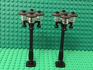 Lego 2 City Mini Figures Park / Village Street 4 Lights Lamp Post,Black Support - Picture 1 of 1