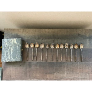 Antique French Silver Spoon Set of 12 in Box – Chambly Volga Napoleon III - Picture 1 of 11