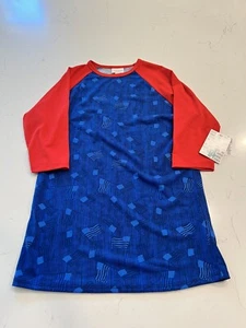 LULAROE KIDS GIRLS BOYS SLOAN RAGLAN TEE 3/4 SLEEVE AMERICA USA NWT SIZE 14 - Picture 1 of 4