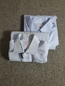 Brooks Brothers Shirt Mens Lot of 2 Sizes 15.5-34 Plain Plaid Blue Button up - Picture 1 of 12