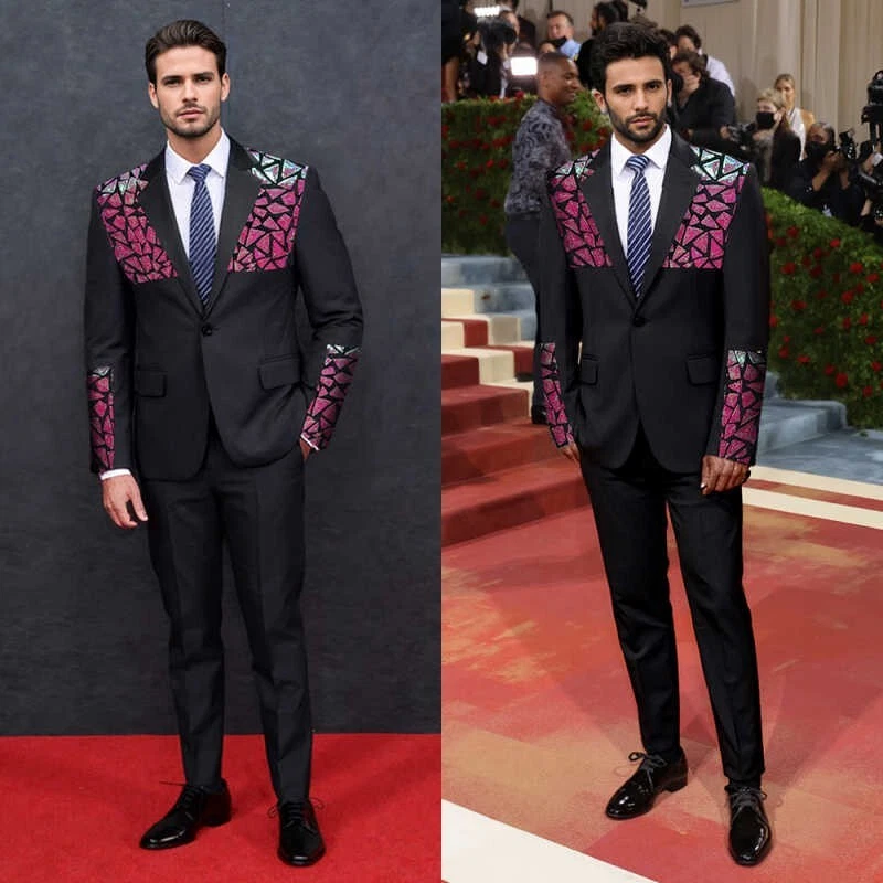 Bling Hombres de Negocios Blazer Abrigos Esmoquin Chaqueta de un solo pecho Estrás Cuentas Foto 1 de 4