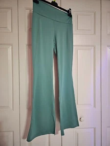 Women Yoga Basic Wide Waistband Flare Leg Sports Pants Green Size L NWT - Picture 1 of 2