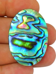 62 KT NATÜRLICHER AMMOLITH FEUER MEERJUNGFRAUEN ABALONE MUSCHEL OVAL CABOCHON EDELSTEIN BL-02 - Bild 1 von 5