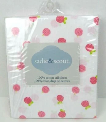 Sábana bajera ajustada Sadie & Scout rosa y blanco 100 % algodón  Foto 1 de 4