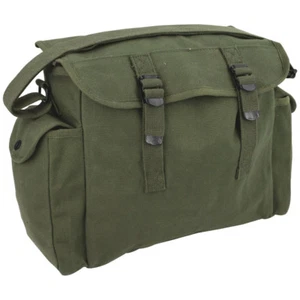 Highlander Heavy Duty Military Haversack Student Shoulder Bread Bag Canvas Olive - Picture 1 of 1