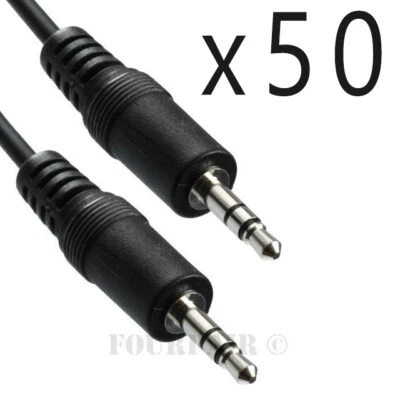 50 Pack Lot - 6ft 1/8" 3.5mm Audio Headphone Male Stereo Cable M/M MP3 Aux PC - Image 1 of 2