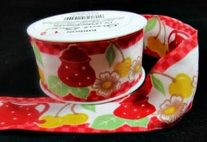 Band #12 Neu Vintage Super Kauf! Obstdruck Blumen Handwerk 6,5 Fuß Breite 1-1/2 Zoll - Bild 1 von 3