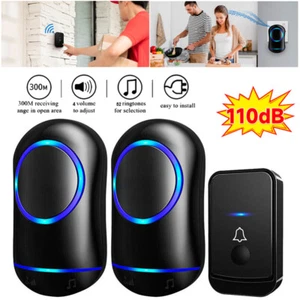 Wireless Door Bell Doorbell with 2 Receiver Plugin 300m Long Range 52 Chimes AU - Picture 1 of 12
