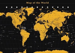 Giant Poster World Map Gold (Countries marked only) - Picture 1 of 1