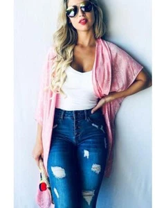 Pink Bandana Floral Printed Kimono Cardigan - Picture 1 of 7