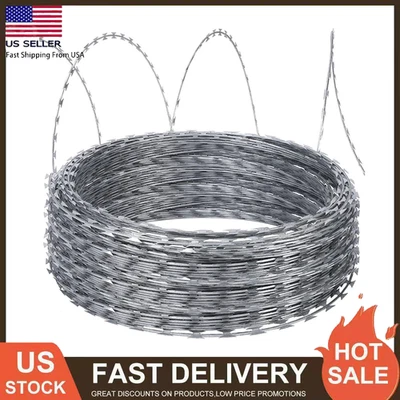 250/500 FT Razor Barbed Wire Galvanized Steel Wire for Garden Fence Protection - Image 1 of 4